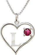 Silver Sterling Necklace Initial Letter A-Z Birthstone for Women – Personalized Custom Jewelry Pendant with Heart Design Customized Dainty Charm for Wife Girlfriend Mom – 18" Box Chain