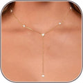 Lariat Gold Necklace for Women, Dainty Long Necklace 14k Gold Plated/Silver Y-Shaped Layered Beaded Chain Drop Necklaces for Women Trendy Simple Gold Jewelry for Women Gifts
