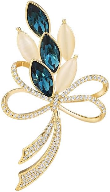 Bow Knot Pin Rhinestone Crystal Pearl Brooch 18k Gold Plated Lapel Pin Birthday Jewelry Gift for Women Men