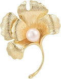 Leaf Brooches Rhinestone Freshwater Pearls Ginkgo Leaves Brooch Pin 18k Gold Plated Leaves Lapel Pins Jewelry Valentine's Day Birthday Gifts for Women Girls