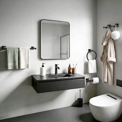 SUS304 Stainless Steel Bathroom Hardware Set, 5-Piece Matte Black Wall Mounted - Image 2