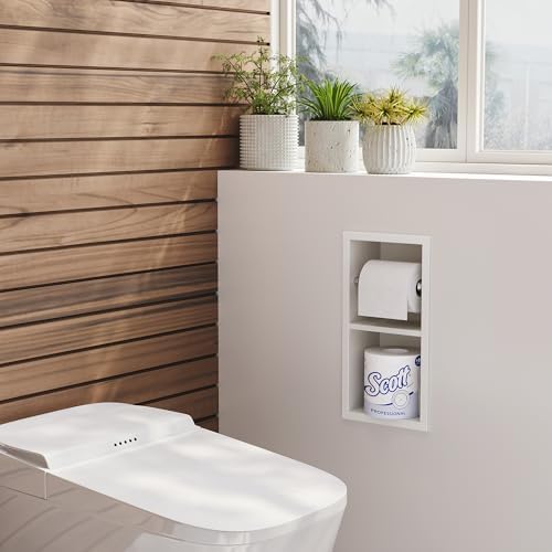 Neodrain White Recessed Toilet Paper Holder, Dual Rolls - Image 2