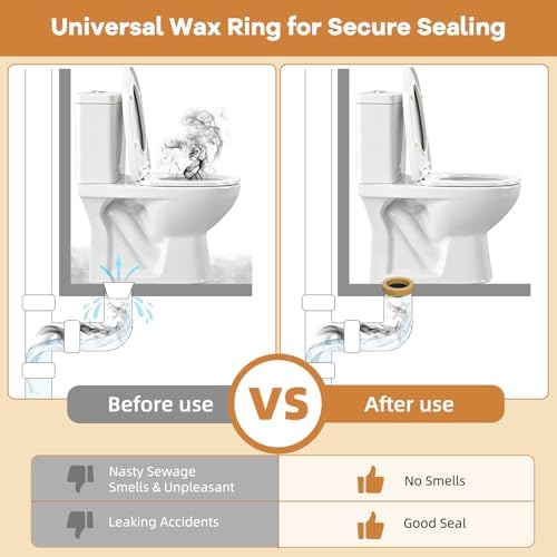 Hibbent Extra Thick Toilet Wax Ring Replacement Kit, Toilet Bolt Covers - Image 2