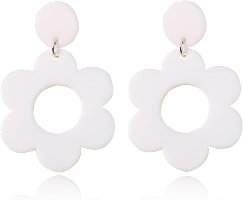 70s Earrings Retro White Acrylic Hoop Earrings 70s Accessories for Women 70s Jewelry Disco Outfits for Women