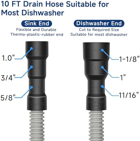 10 Ft Dishwasher Drain Hose Extension Corrugated and Flexible Dishwasher Hose - Image 3