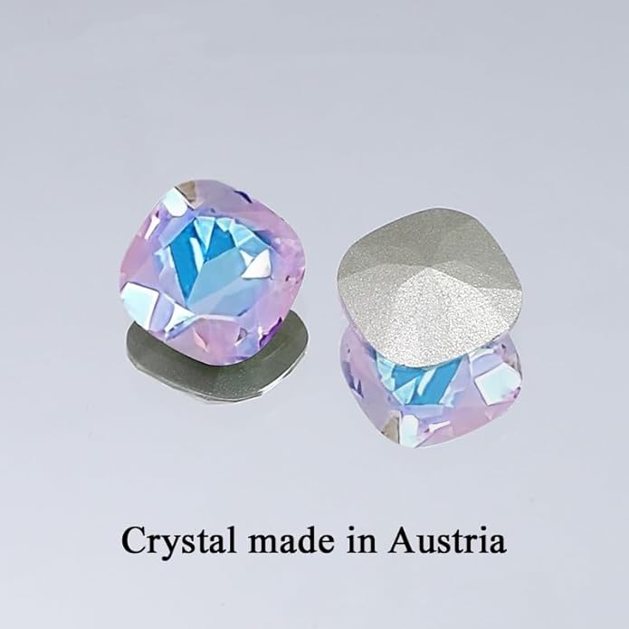 AOBOCO Sterling Silver Leverback Earrings Embellished with Crystals from Austria, Hypoallergenic Cushion Cut Square Crystal Earrings, Fine Anniversary Birthday Jewelry Gifts for Women