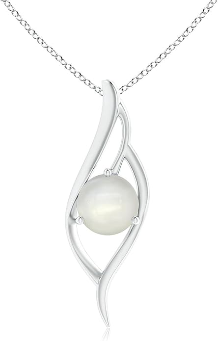 Angara Natural Moonstone Pendant for Women | Moonstone Angel Wing Bypass Pendant in 14K Solid Gold/Platinum With 18" Chain | Birthday, Anniversary, Gemstone Jewelry Gift