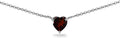 Birthstone Necklace for Women - Genuine or Synthetic Gemstone, 7mm Heart Solitaire, Short Dainty Layered Choker, Silver