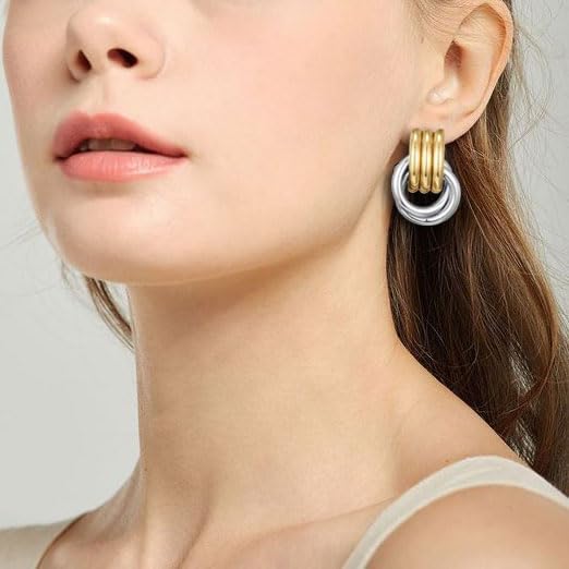 14K Gold Plated Knot Earrings for Women Gold Silver Earrings Heart Link Drop Dangle Earring Chunky Golden Knotted Statement Jewelry