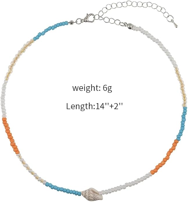 Women's Shell Starfish Boho Layered Beaded Necklace Choker for Summer Beach Vacation Gifts for Birthday/Anniversary/Christmas