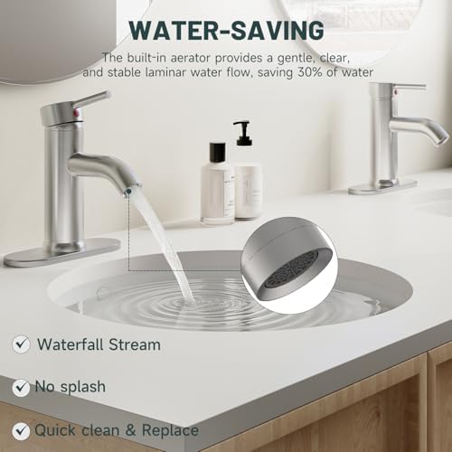 Brushed Nickel Bathroom Faucet for 1 or 3 Holes - Image 6