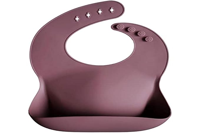 mushie Silicone Baby Bib | Adjustable Fit Waterproof Bibs (Dusty Rose)