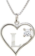 Silver Sterling Necklace Initial Letter A-Z Birthstone for Women – Personalized Custom Jewelry Pendant with Heart Design Customized Dainty Charm for Wife Girlfriend Mom – 18" Box Chain