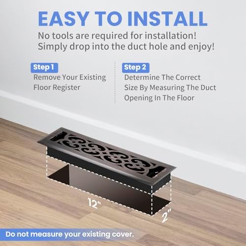 Howeall 2x12 Inches 2 Pack Heavy Duty Walkable Floor Register Easy Adjust Air - Image 6