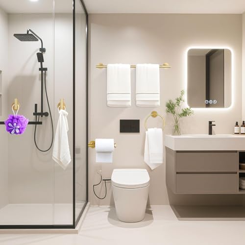 6 Pieces Brushed Gold Bathroom Hardware Accessories Set Hand Towel Ring 16&23.6 - Image 2