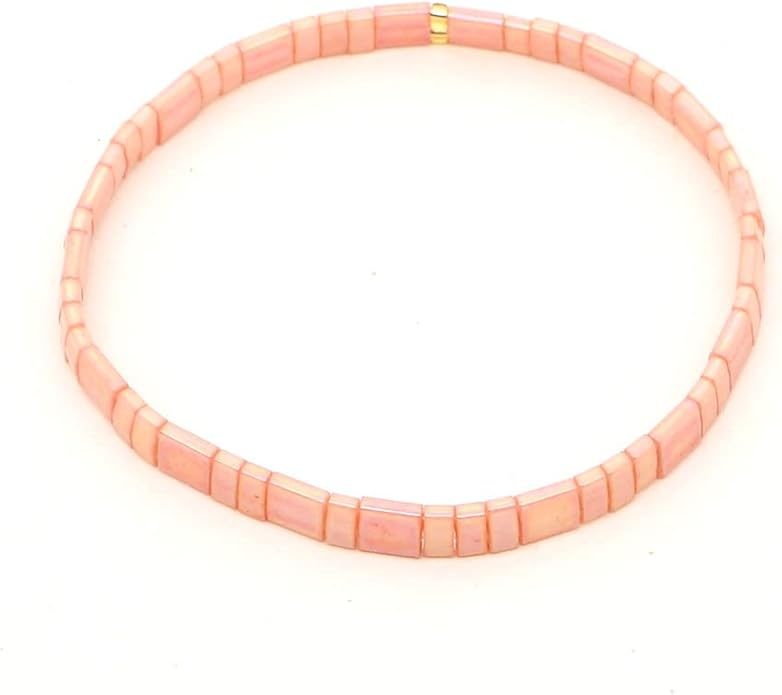 Sonateomber Tila Flat Beaded Stretch Bracelets for Women, Trendy Unique Colorful Square Beads Handmade Stack Bracelet Friendship Accessories Fashion Jewelry Gift