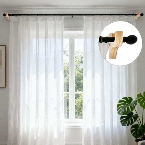 4 Pack Curtain Hooks for Wall, Wooden Shower Rod Holder - Image 5
