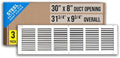 Fits 30x8 Duct Opening | Steel Return Air Grille by Handua | Vent Cover Grill by Handua