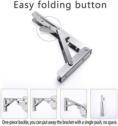 10 Inch Folding Shelf Brackets, 2 Pack Stainless Steel Heavy Duty L Bracket - Image 5