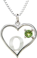 Silver Sterling Necklace Initial Letter A-Z Birthstone for Women – Personalized Custom Jewelry Pendant with Heart Design Customized Dainty Charm for Wife Girlfriend Mom – 18" Box Chain