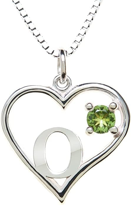 Silver Sterling Necklace Initial Letter A-Z Birthstone for Women – Personalized Custom Jewelry Pendant with Heart Design Customized Dainty Charm for Wife Girlfriend Mom – 18" Box Chain