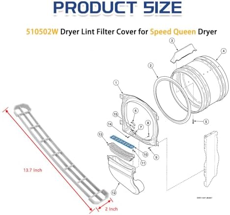 510502W Dryer Lint Filter Cover, Dryer Lint Screen Cover fit - Image 2