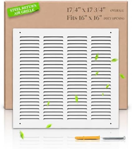 16x16 Steel Return Air Grille, Fits 16"W x 16"H Duct Opening by SmartSolutionsforHome