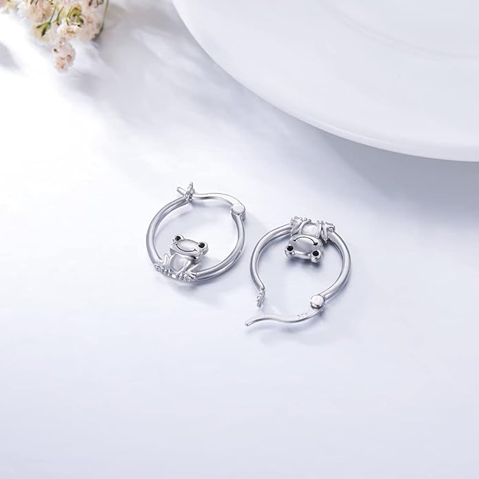 JUSTKIDSTOY Hypoallergenic Panda/Unicorn/Hummingbird/Dolphin Hoop Earrings for Women 925 Sterling Silver Animal Huggie Hoop Earrings Jewelry Gifts for Sensitive Ears