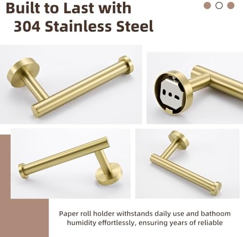 APLusee Toilet Paper Holder, Brushed Gold, 304 Stainless Steel - Image 6