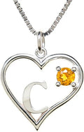 Silver Sterling Necklace Initial Letter A-Z Birthstone for Women – Personalized Custom Jewelry Pendant with Heart Design Customized Dainty Charm for Wife Girlfriend Mom – 18" Box Chain
