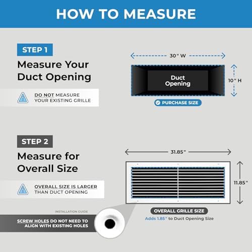 30" W X 10" H Aluminum Adjustable Return/Supply HVAC Air Grille - Image 2