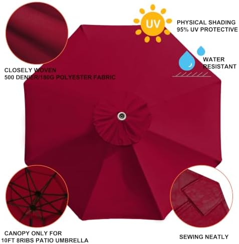 EliteShade USA 10FT Patio Umbrella Replacement Covers 8 Ribs Market Umbrella - Image 4