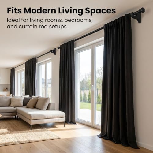 6 Pack Black Curtain Hooks for Wall, Wooden Shower Rod Holder - Image 6