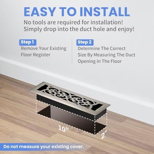 Howeall 2x10 Inches Heavy Duty Walkable Floor Register Easy Adjust Air Supply - Image 6