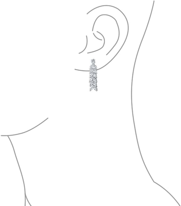 Bridal Jewelry Set Art Deco Vintage Estate Style Cubic Zirconia Marquise Leaf Teardrop AAA CZ Statement Cleavage Choker Necklace & Chandelier Dangle Clip On Or Pierced Earrings For Women Pageant