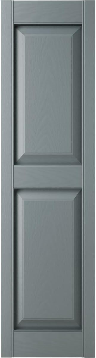 14 3/4"W x 35"H Lifetime Vinyl, Standard Two Equal Panels, Raised Panel Shutters - Image 2