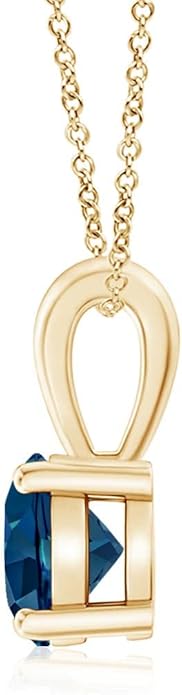 Angara Natural Blue Topaz Solitaire Pendant for Women | Classic Prong-Set Round Blue Topaz Pendant in 14K Solid Gold/Silver/Platinum With 18" Chain | December Birthday, Gemstone Jewelry Gift