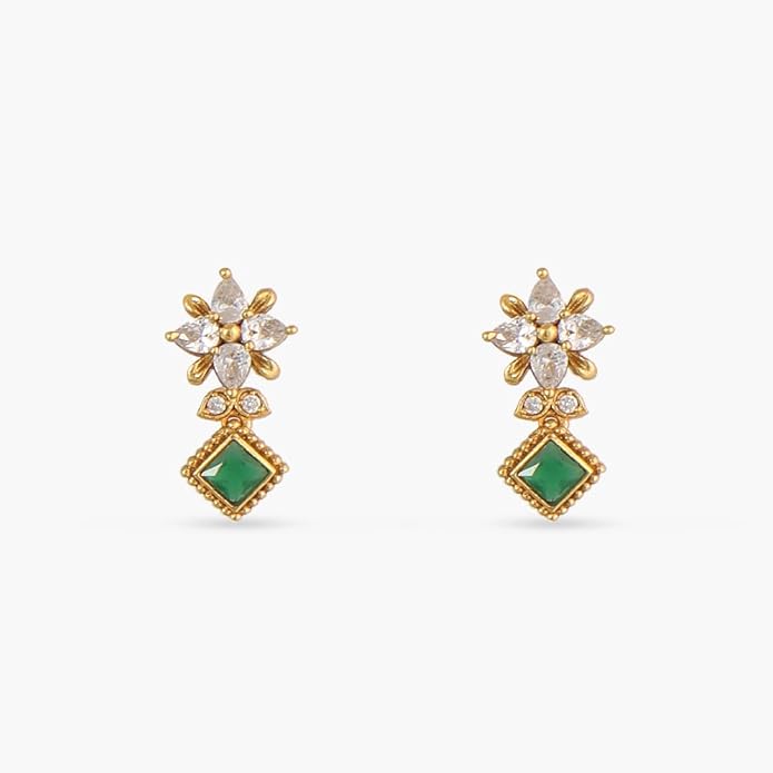 TARINIKA Green and White Cubic Zirconia(CZ) Indian Necklace Set with Earrings, Gold Plated Brass Fashion Indian Jewelry Gift for Women Bollywood Costume Jewellery