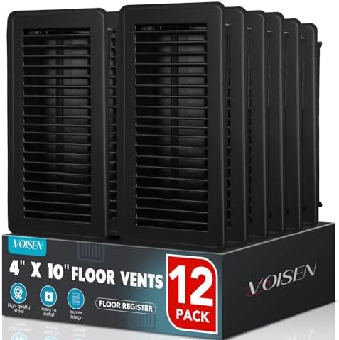 VOISEN Floor Register 4x10, 12 Pack Black Floor Vent Covers by VOISEN