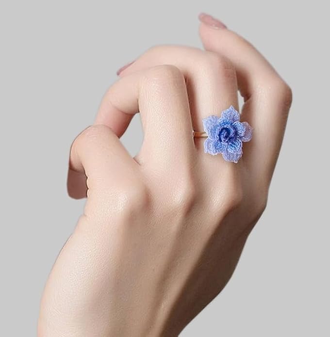 Wedding Band Promise Ring for Her Crochet Statement Cute Ring Size Adjustable Sturdy Unique Ring for Birthday Gift Valentine’s Day Gift