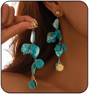 Natural Shell Hoop Earring for Women Shell Drop Dangle Earrings Bohemian Style Summer Beach Party Beachy Vacation Earring Jewelry for Women
