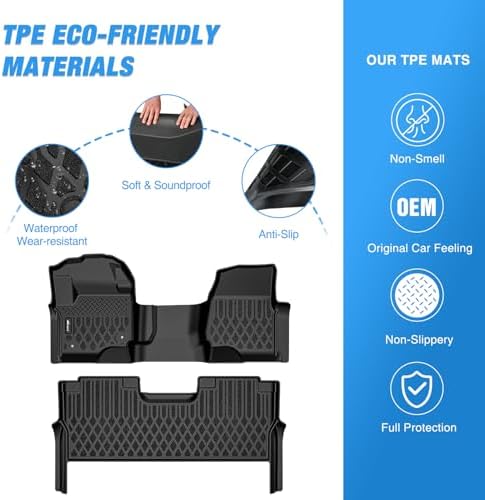 Nilight TPE Floor Mats for Ford F250 F350 F450 F550 Super Duty Crew Cab - Image 3