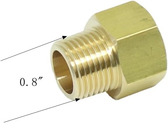 2 Pcs 1/2" NPT Pipe Male x M22 x1.5 Female Metric Gauge Adapter Brass - Image 2
