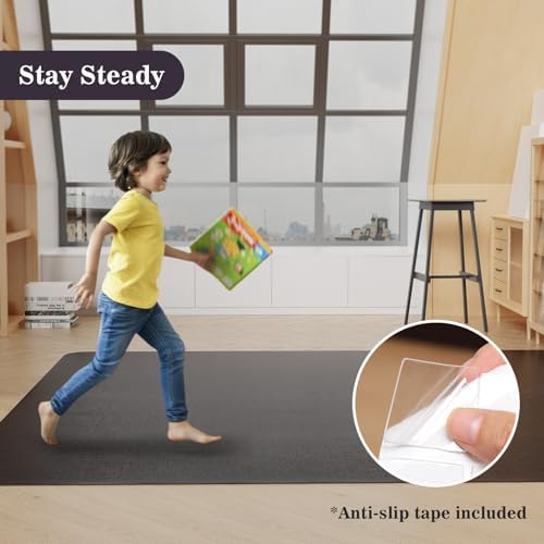 5'×7' Black Floor Mat for Under Dining Room Table, Plastic Area Rug - Image 5