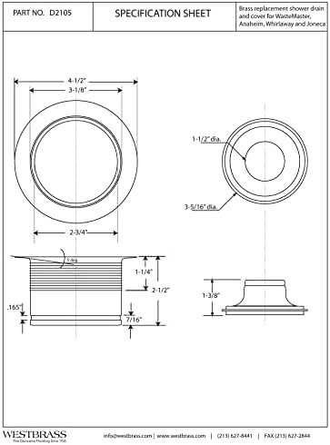 Westbrass D2105-12 3-1/2" EZ-Mount Brass Kitchen Sink Waste Disposal Drain - Image 3
