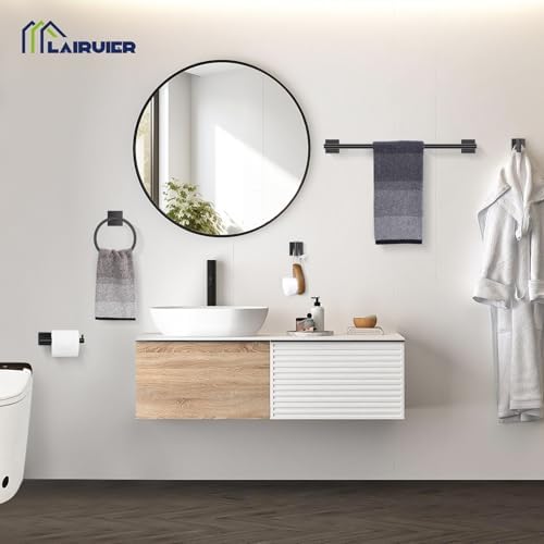 5 Pieces Bathroom Hardware Set Matte Black Towel Bar Set Includes 23.6” Towel - Image 6