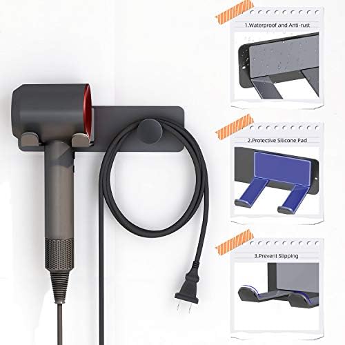 Hair Dryer Holder Wall Mounted, Stainless Steel Self Adhesive Blow Dryer Holder - Image 3