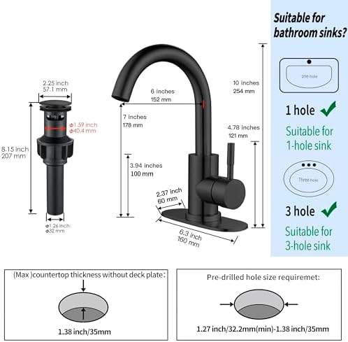 Matte Black Bathroom Sink Faucet Single Hole, Modern Single Handle Bathroom - Image 4