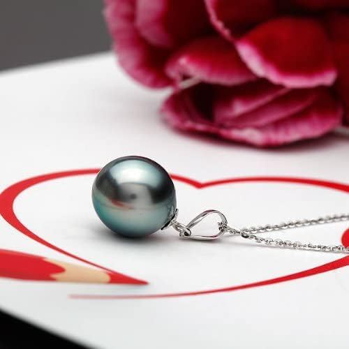 VIKI LYNN Tahitian Black Pearl Necklace for Women 9-10mm Cultured Pearl Pendant 925 Sterling Silver Chain 18K Gold Clasp Christmas Wedding Birthday Anniversary Mothers Day Gifts for Wife Mom Her