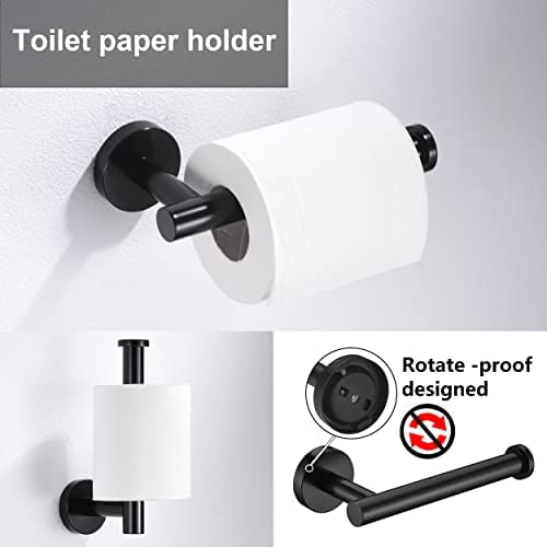 5 Pieces Matte Black Bathroom Hardware Accessories Set Hand Towel Ring 16 inch - Image 4